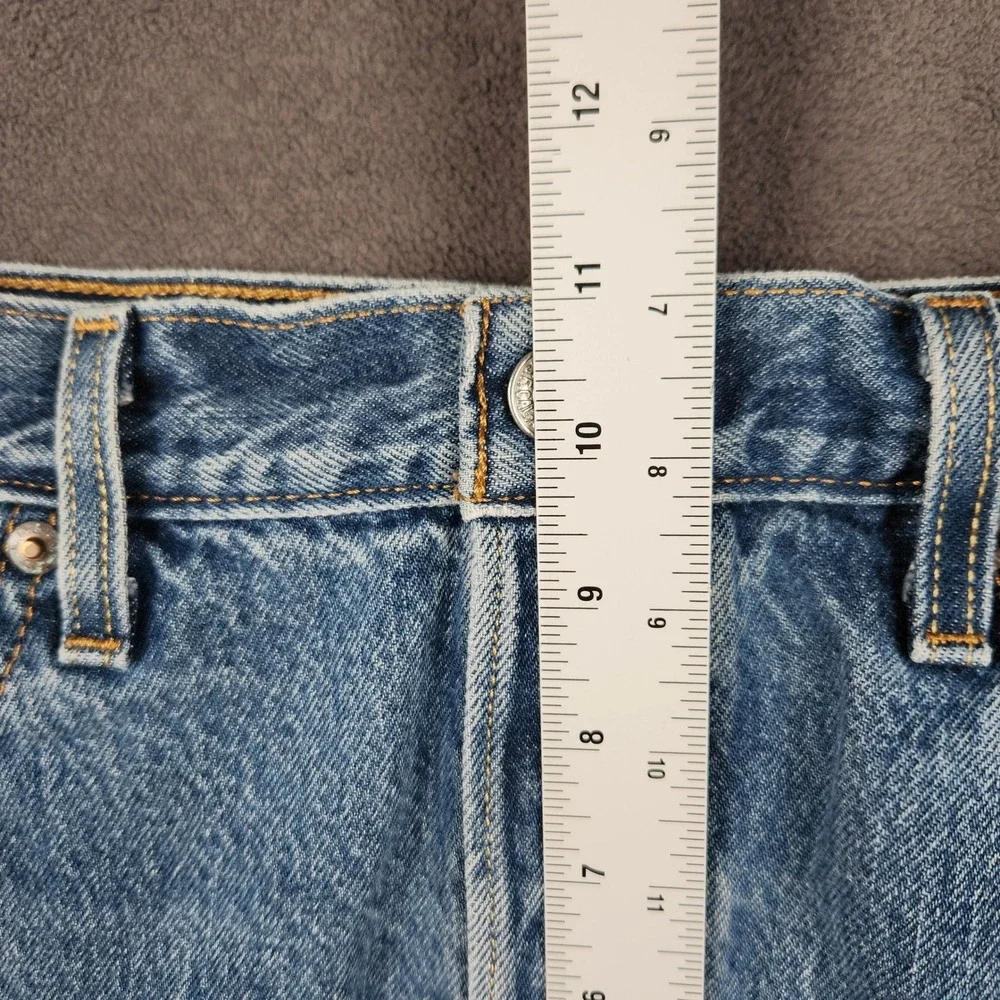 Levis 501 Long Shorts Womens 31 Blue Premium Denim High Rise Button Fly Cuffed